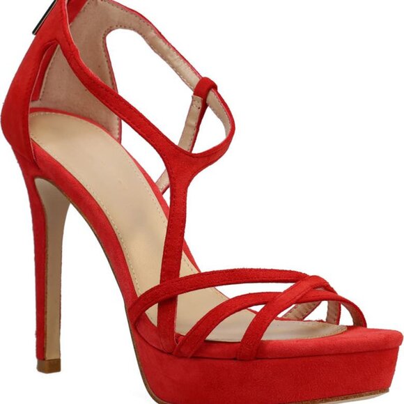 Bashwood Handmade Red Suede Leather Heeled Sandal